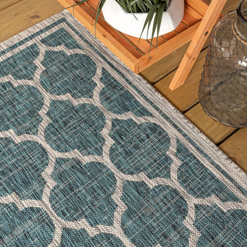 Trebol Moroccan Trellis Textured Weave Indoor/outdoor Runner Rug